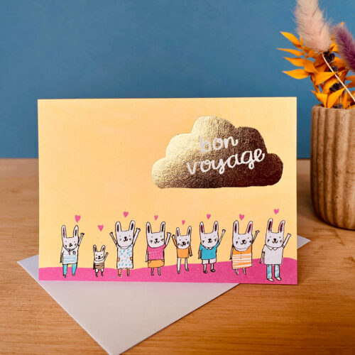 bon voyage bunnies gold card by laura skilbeck