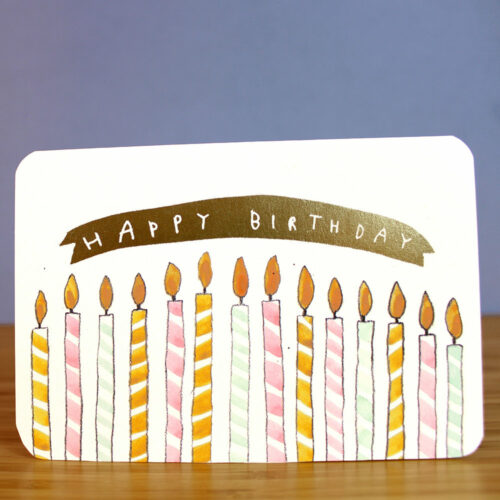 gold birthday candles card by laura skilbeck