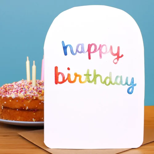 happy birthday rainbow card by laura slickbeck