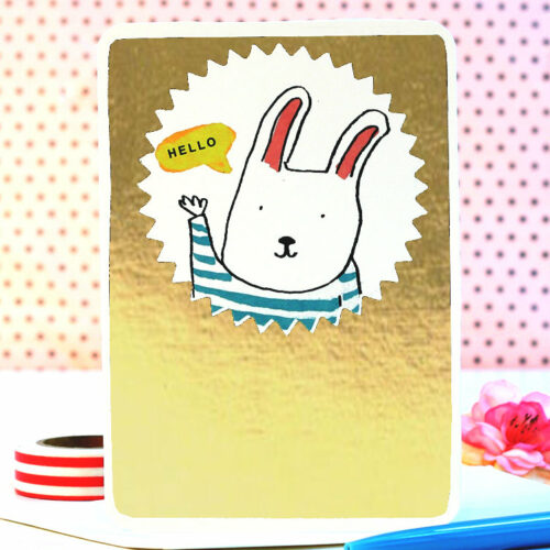hello bunny gold card by laura skilbeck