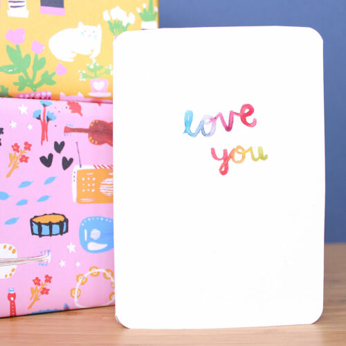 love you rainbow card by Laura Skilbeck