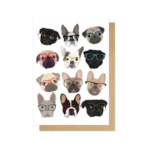 pugs in glasses card by eep