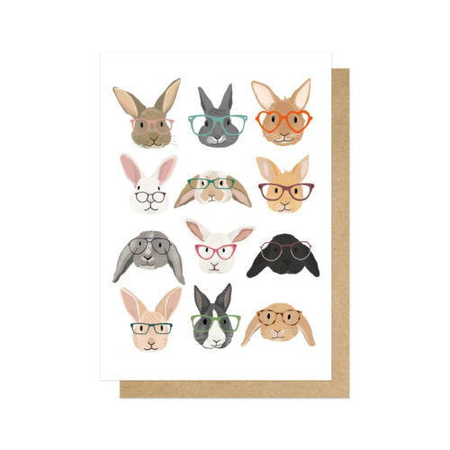 rabbits in glasses card by eep