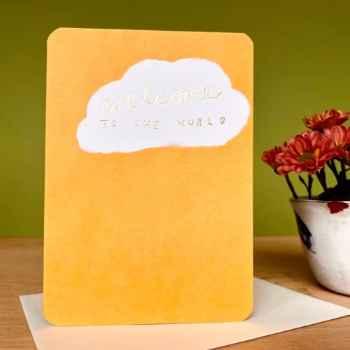 welcome to the world yellow card by Laura Skilbeck