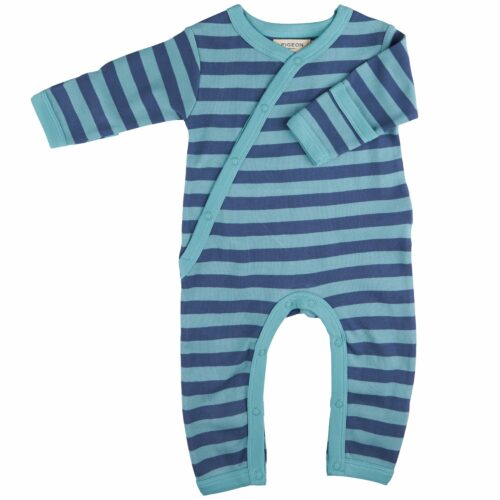 kimono romper breton stripe night blue azure by pigeon organics