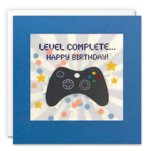 level complete birthday shakies card by JAmes Ellis