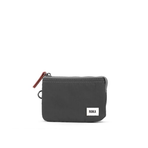 roka carnaby small wallet pewter recycled taslon