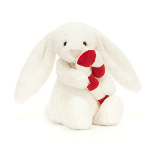 bashful bunny with candy cane by Jellycat