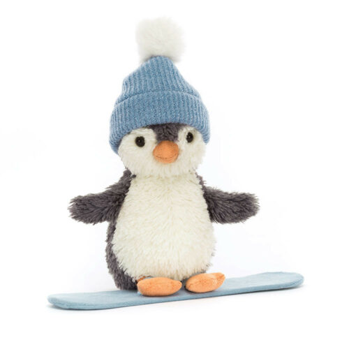 Peanut penguin snowboarding by jellycat xmas24