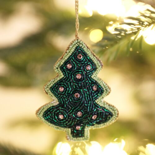 Christmas tree beaded hanging decoration by lisa angel