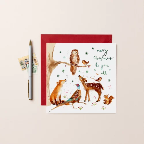 forest animals christmas card by Louise Mulgrew