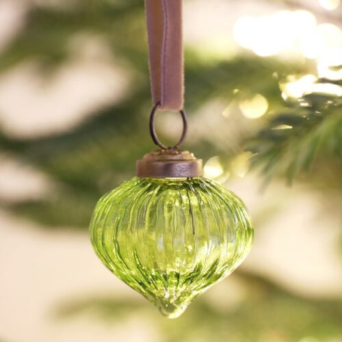 ribbed green glass sultan bauble by lisa angel