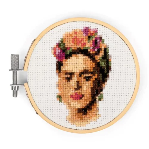 mini cross stitch embroidery kit frida kahlo by kikkerland