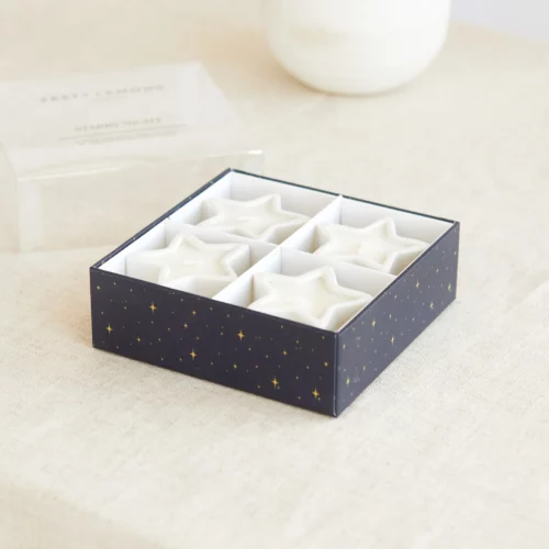 starry night set of 4 star tea lights by zesty lemons