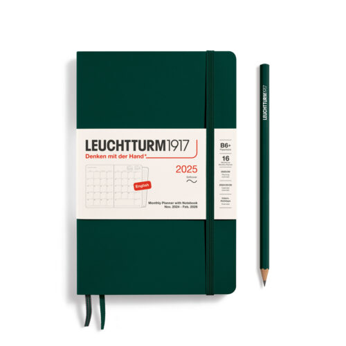 monthly planner and notebook composition B6+ 2025 16 months soft cover forest green english by Leuchtturm1917