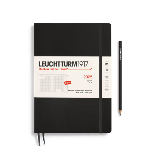 monthly planner and notebook composition B5 2025 16 months soft cover black english by Leuchtturm1917