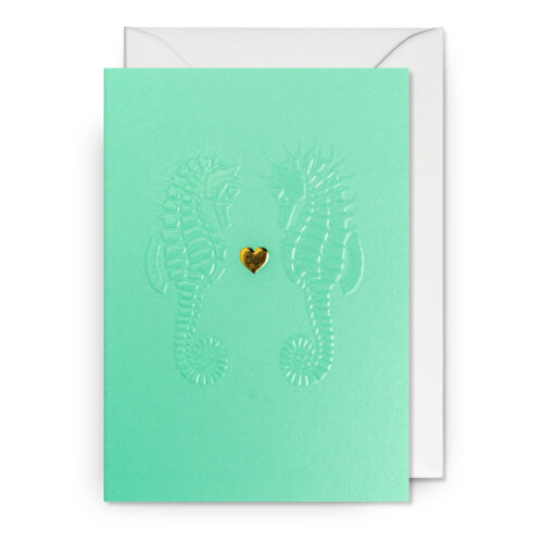 Seahorses card illustrated bt Postco for Lagom Design