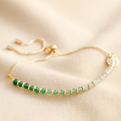 Adjustable green ombre stone bracelet gold by lisa angel