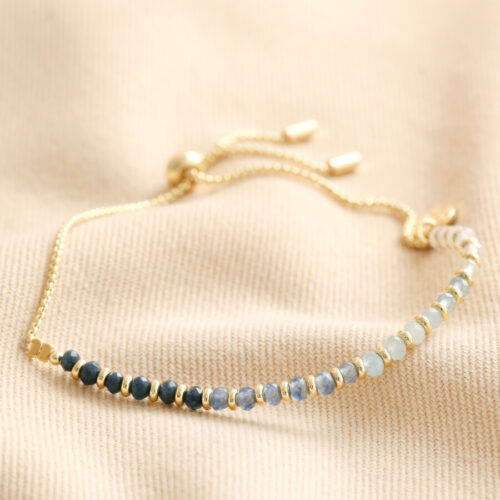 adjustable Navy ombre stone bracelet gold by lisa angel