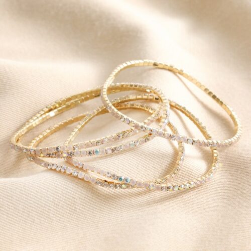 Set of 5 clear crystal tennis bracelets in gold by lisa angel