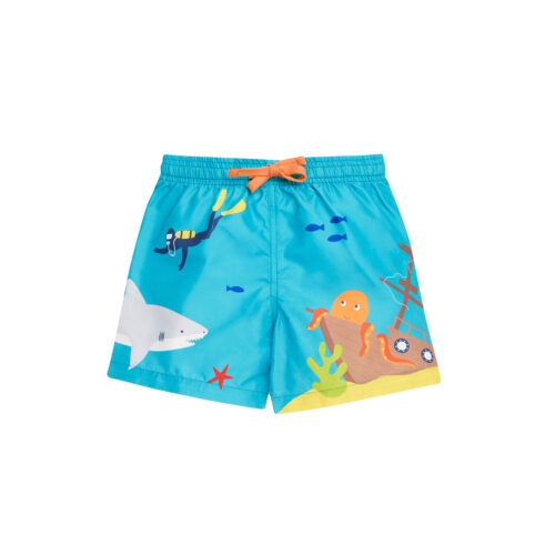 Polkerris board shorts tropical sea by frugi ss 2025