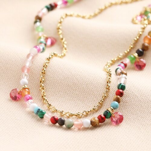 Stainless steel double layer colourful necklace by lisa angel