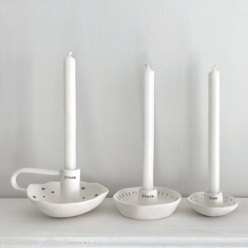 3 Porcelain candle holders by east of india