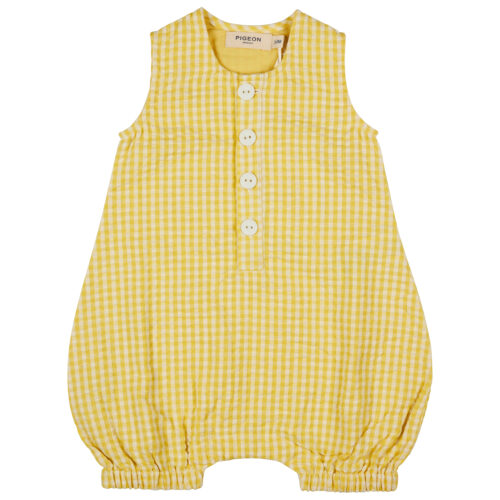 Baby all in one serrsucker check yellow by Pigeon Organics SS25