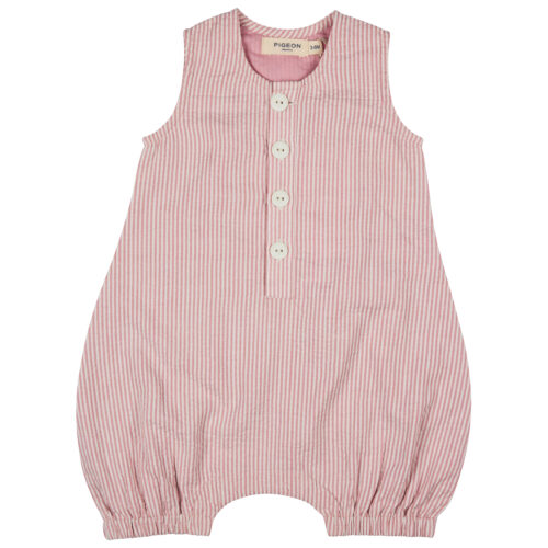 Baby all in one seersucker stripe pink by Pigeon Organics SS25