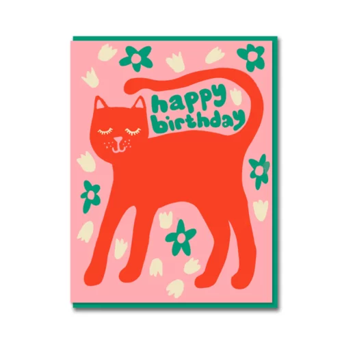 joyful birthday cat card by 1973