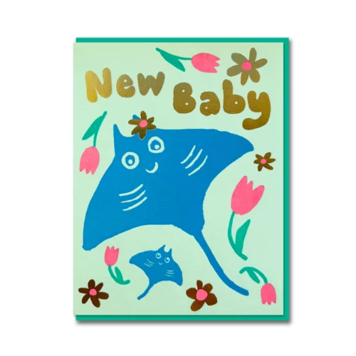 joyful new baby manta ray card by 1973