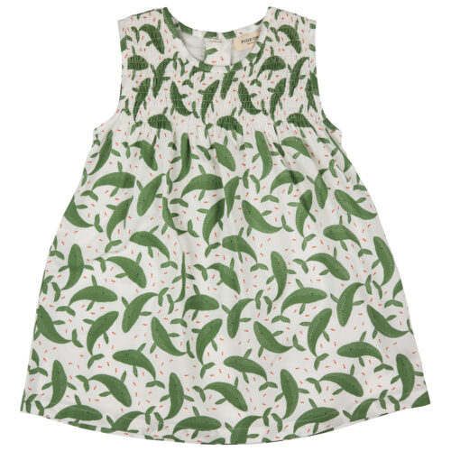 Sleeveless smock dress whales by Pigeon Organics SS25