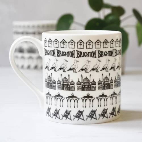 Brighton mug stripe by martha mitchell design black and white