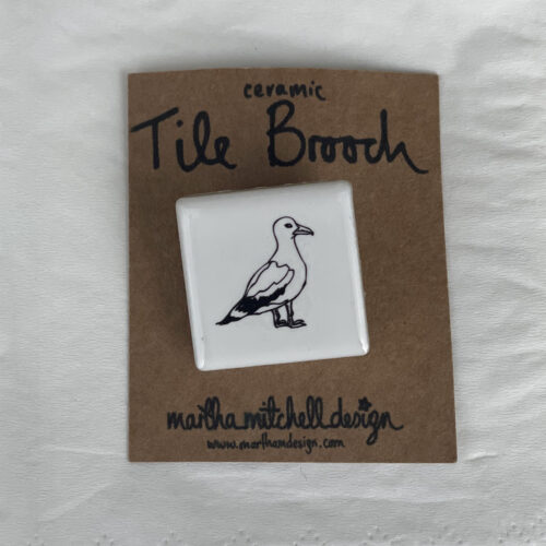 Brighton seagull tile brooch by Martha Mitchell Design