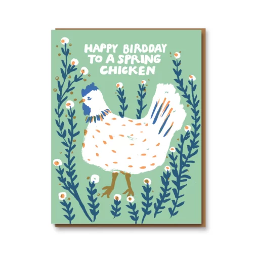 spring chicken birthday card by 1973