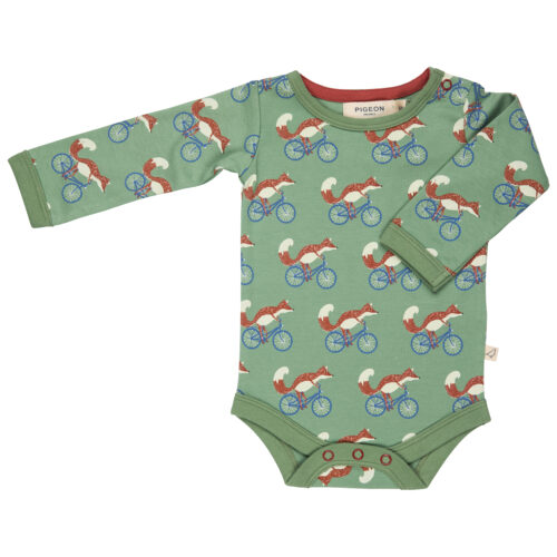 baby body cycling fox green by pigeon organics AW25